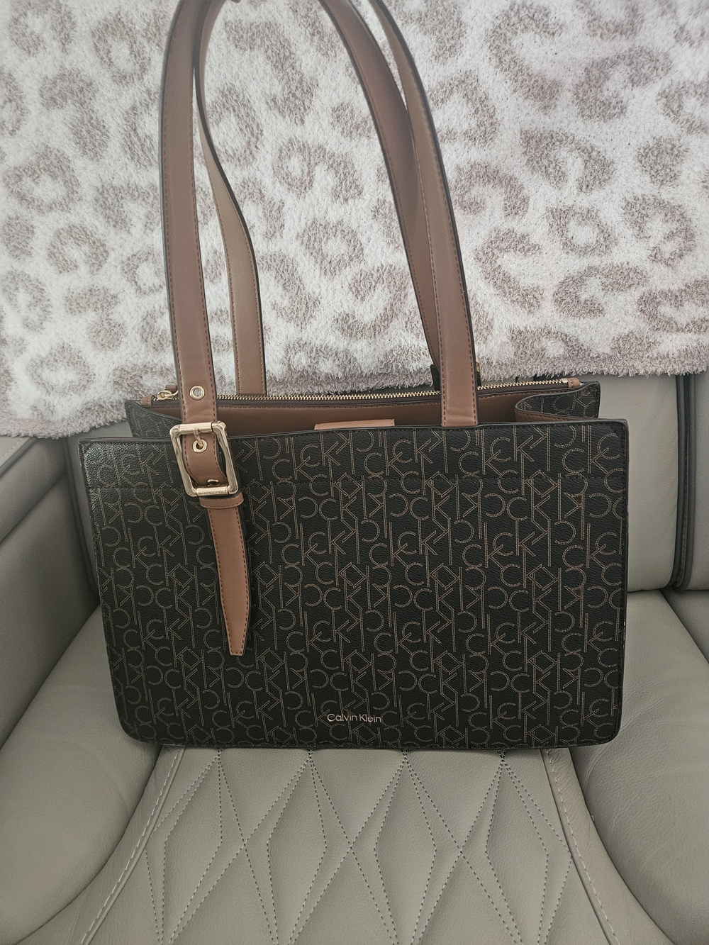 Calvin Klein Brown Monogram Shoulder Bag